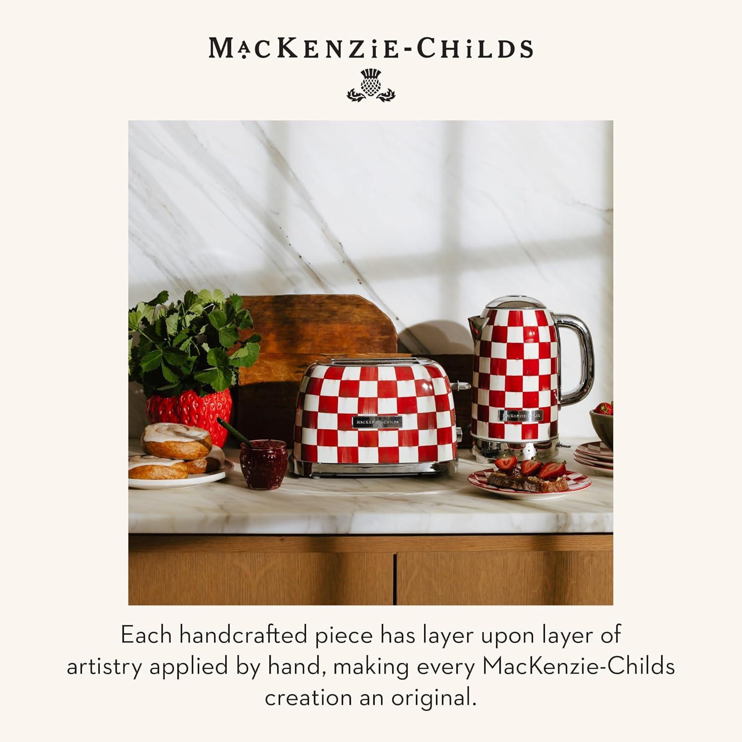 image:imageMACKENZIECHILDS Electric Kettle StainlessSteel Tea Kettle BlackandWhite Courtly Flower MarketCherry Check