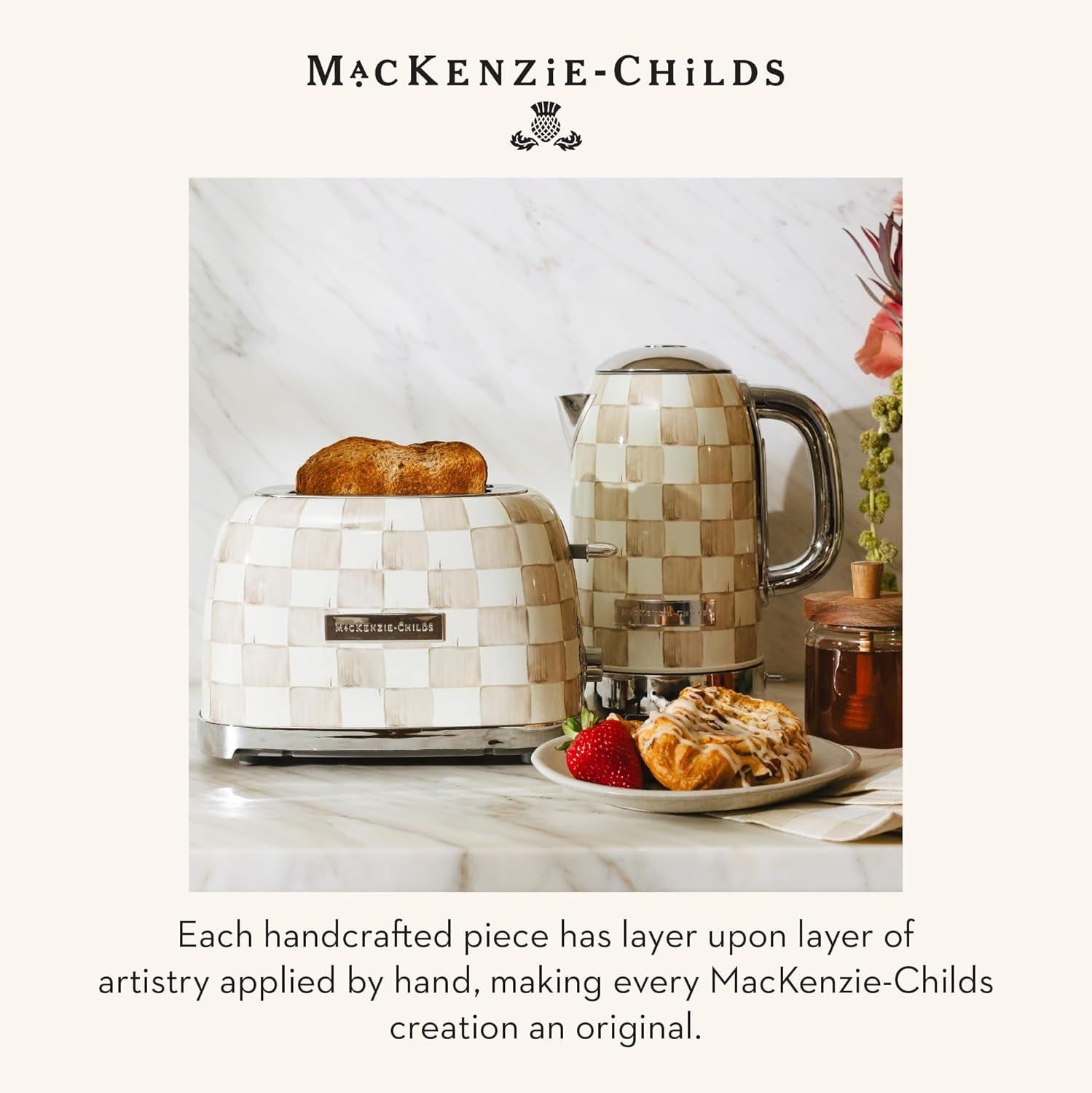 image:imageMACKENZIECHILDS Electric Kettle StainlessSteel Tea Kettle BlackandWhite Courtly Flower MarketMocha Check