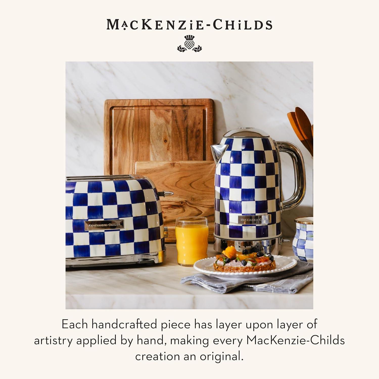 image:imageMACKENZIECHILDS Electric Kettle StainlessSteel Tea Kettle BlackandWhite Courtly Flower MarketRoyal Check