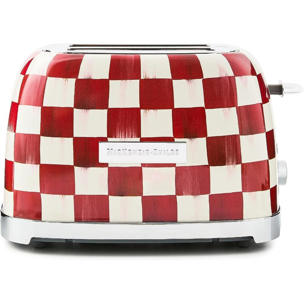 image:imageMACKENZIECHILDS 2Slice Toaster Decorative Toaster for Kitchen BlackandWhite Courtly Flower MarketCherry Check
