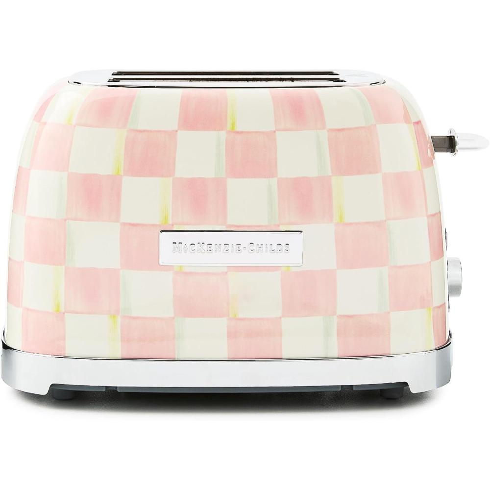 image:imageMACKENZIECHILDS 2Slice Toaster Decorative Toaster for Kitchen BlackandWhite Courtly Flower MarketRosy Check