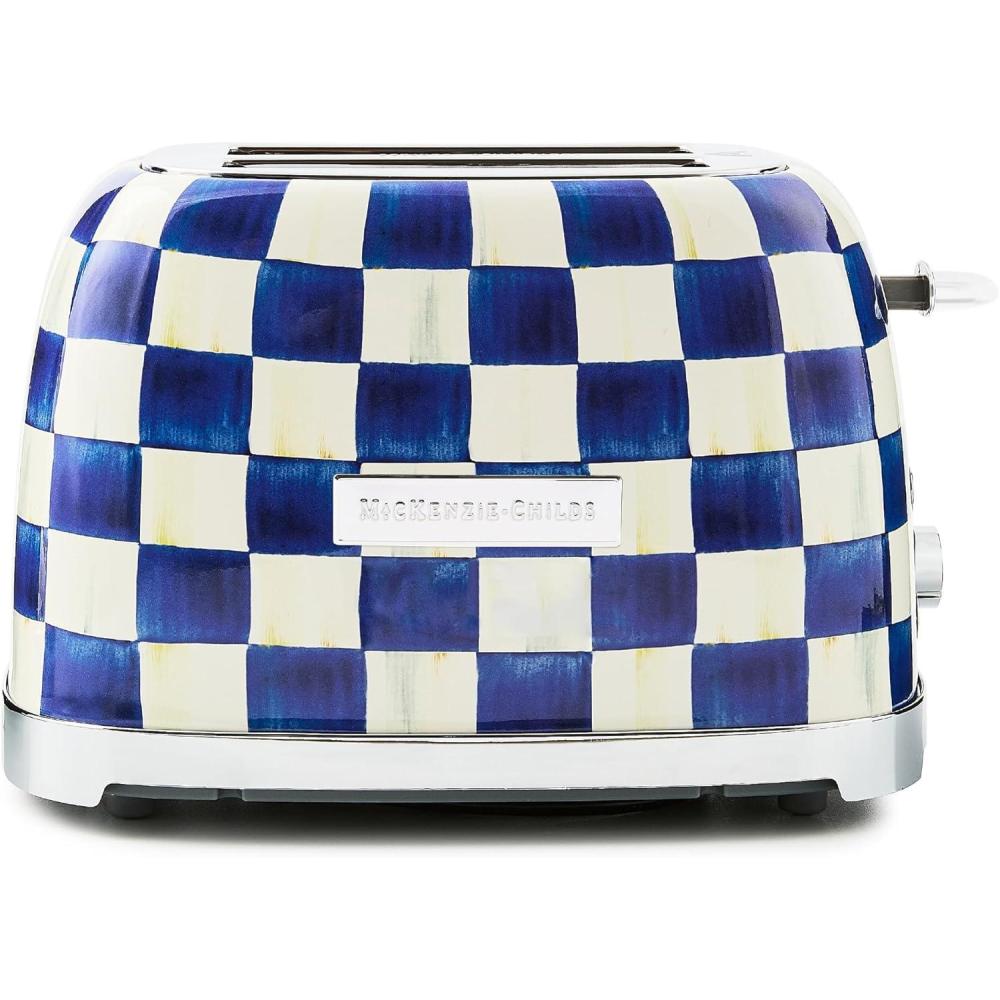 image:imageMACKENZIECHILDS 2Slice Toaster Decorative Toaster for Kitchen BlackandWhite Courtly Flower MarketRoyal Check