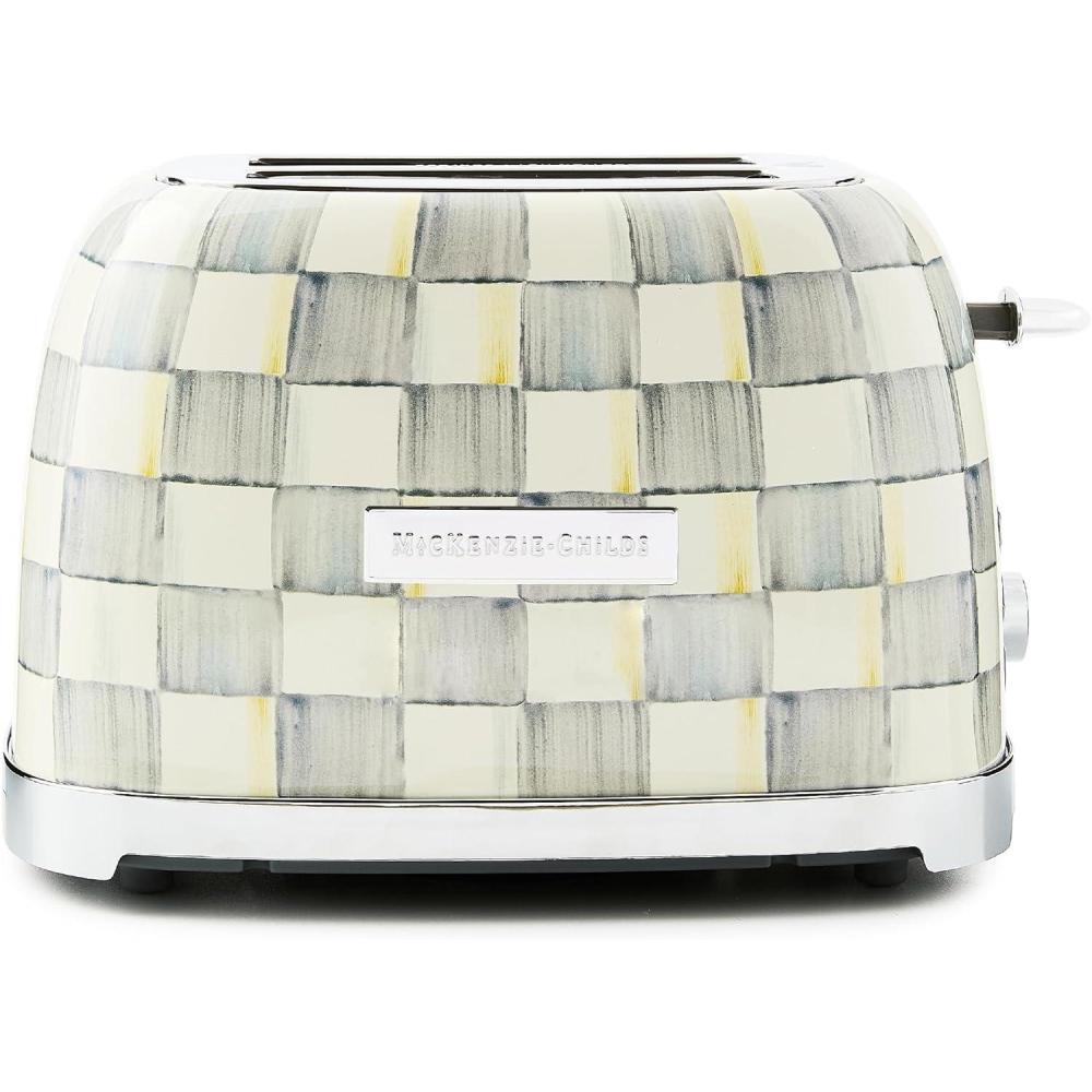 image:imageMACKENZIECHILDS 2Slice Toaster Decorative Toaster for Kitchen BlackandWhite Courtly Flower MarketSterling Check
