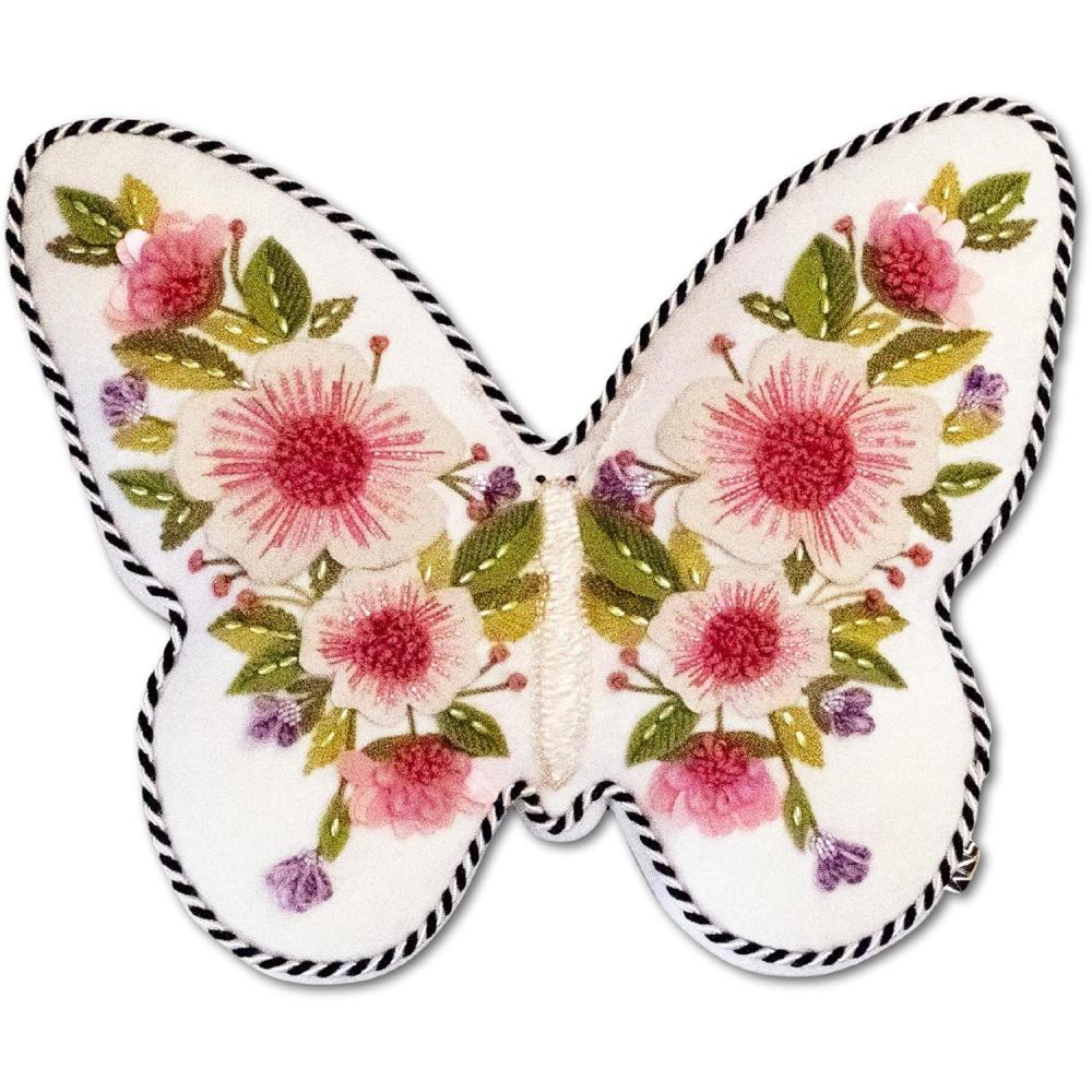 image:imageMACKENZIECHILDS Throw Pillow Decorative Cotton Pillow for Living Room 15x19 ButterflyShaped Floral