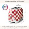 MACKENZIE-CHILDS 2-Slice Toaster, Decorative Toaster for Kitchen, Black-and-White Courtly Flower Market(Cherry Check)
