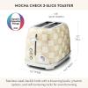 MACKENZIE-CHILDS 2-Slice Toaster, Decorative Toaster for Kitchen, Black-and-White Courtly Flower Market(Mocha Check)