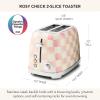 MACKENZIE-CHILDS 2-Slice Toaster, Decorative Toaster for Kitchen, Black-and-White Courtly Flower Market(Rosy Check)