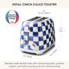 MACKENZIE-CHILDS 2-Slice Toaster, Decorative Toaster for Kitchen, Black-and-White Courtly Flower Market(Royal Check)