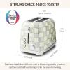 MACKENZIE-CHILDS 2-Slice Toaster, Decorative Toaster for Kitchen, Black-and-White Courtly Flower Market(Sterling Check)