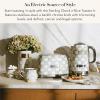 MACKENZIE-CHILDS 2-Slice Toaster, Decorative Toaster for Kitchen, Black-and-White Courtly Flower Market(Sterling Check)