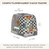 MACKENZIE-CHILDS 2-Slice Toaster, Decorative Toaster for Kitchen, Black-and-White Courtly Flower Market(White Flower Market)