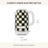 MACKENZIE-CHILDS Electric Kettle, Stainless-Steel Tea Kettle, Black-and-White Courtly Flower Market(Courtly Check)