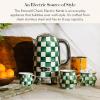 MACKENZIE-CHILDS Electric Kettle, Stainless-Steel Tea Kettle, Black-and-White Courtly Flower Market(Emerald Check)
