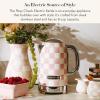 MACKENZIE-CHILDS Electric Kettle, Stainless-Steel Tea Kettle, Black-and-White Courtly Flower Market(Rosy Check)