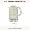 MACKENZIE-CHILDS Electric Kettle, Stainless-Steel Tea Kettle, Black-and-White Courtly Flower Market(Sterling Check)