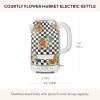 MACKENZIE-CHILDS Electric Kettle, Stainless-Steel Tea Kettle, Black-and-White Courtly Flower Market(White Flower Market)