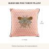 MACKENZIE-CHILDS Throw Pillow, Decorative Cotton Pillow for Living Room, 18×12, Queen Bee Pink