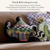 MACKENZIE-CHILDS Throw Pillow, Decorative Cotton Pillow for Living Room, 18×14, Embellished Teapot Shape