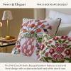 MACKENZIE-CHILDS Throw Pillow, Decorative Cotton Pillow for Valentine’s Day Decor, 18×18, Pink Check Hearts Bouquet