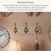 MACKENZIE-CHILDS Triple Wall Hook, Enamel Hanging Wall Rack, Pink-and-White Rosy Check(Rosy Check)