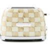 MACKENZIE-CHILDS 2-Slice Toaster, Decorative Toaster for Kitchen, Black-and-White Courtly Flower Market(Mocha Check)