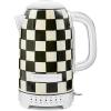 MACKENZIE-CHILDS Electric Kettle, Stainless-Steel Tea Kettle, Black-and-White Courtly Flower Market(Courtly Check)
