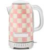 MACKENZIE-CHILDS Electric Kettle, Stainless-Steel Tea Kettle, Black-and-White Courtly Flower Market(Rosy Check)