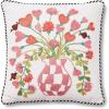 MACKENZIE-CHILDS Throw Pillow, Decorative Cotton Pillow for Valentine’s Day Decor, 18×18, Pink Check Hearts Bouquet