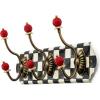 MACKENZIE-CHILDS Triple Wall Hook, Enamel Hanging Wall Rack, Pink-and-White Rosy Check(Courtly Check)