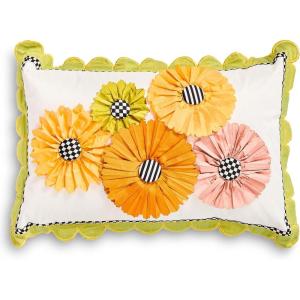 MACKENZIE-CHILDS Lumbar Throw Pillow, Decorative Polyester Pillow for Living Room, 13×5, Spring Bouquet Scalloped