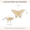 MACKENZIE-CHILDS Set of 2 Butterfly Decorations, Hanging Butterfly Wall Decor, Brown-and-White Mocha(Mocha)