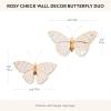 MACKENZIE-CHILDS Set of 2 Butterfly Decorations, Hanging Butterfly Wall Decor, Brown-and-White Mocha(Rosy Check)