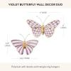 MACKENZIE-CHILDS Set of 2 Butterfly Decorations, Hanging Butterfly Wall Decor, Brown-and-White Mocha(Violet Check)