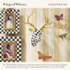 MACKENZIE-CHILDS Set of 3 Butterfly Decorations, Hanging Butterfly Wall Decor, Brown-and-White Mocha(Field)