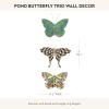 MACKENZIE-CHILDS Set of 3 Butterfly Decorations, Hanging Butterfly Wall Decor, Brown-and-White Mocha(Pond)