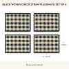 MACKENZIE-CHILDS Set of 4 Straw Placemats, Woven Table Mats, Blue Woven Check(Black)