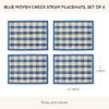 MACKENZIE-CHILDS Set of 4 Straw Placemats, Woven Table Mats, Blue Woven Check(Blue)