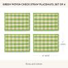 MACKENZIE-CHILDS Set of 4 Straw Placemats, Woven Table Mats, Blue Woven Check(Green)