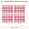 MACKENZIE-CHILDS Set of 4 Straw Placemats, Woven Table Mats, Blue Woven Check(Pink)
