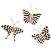 MACKENZIE-CHILDS Set of 3 Butterfly Decorations, Hanging Butterfly Wall Decor, Brown-and-White Mocha(Courtly Check & Stripe)