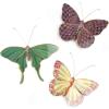 MACKENZIE-CHILDS Set of 3 Butterfly Decorations, Hanging Butterfly Wall Decor, Brown-and-White Mocha(Field)
