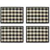 MACKENZIE-CHILDS Set of 4 Straw Placemats, Woven Table Mats, Blue Woven Check(Black)