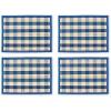 MACKENZIE-CHILDS Set of 4 Straw Placemats, Woven Table Mats, Blue Woven Check(Blue)
