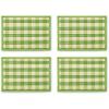 MACKENZIE-CHILDS Set of 4 Straw Placemats, Woven Table Mats, Blue Woven Check(Green)