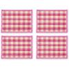 MACKENZIE-CHILDS Set of 4 Straw Placemats, Woven Table Mats, Blue Woven Check(Pink)