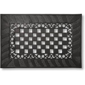 MACKENZIE-CHILDS Rubber Door Mat, Decorative Outdoor Floor or Front Door Mat, 24″ x 36″, Classic Check