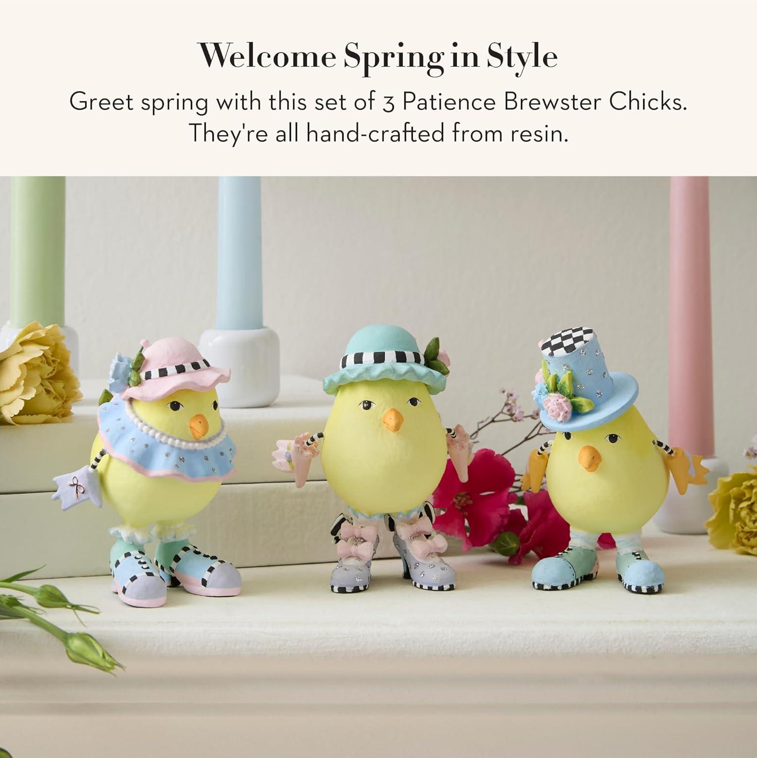 image:imageMACKENZIECHILDS Set of 3 Patience Brewster Resin Figurines Handmade Spring and Easter Decor Chicks