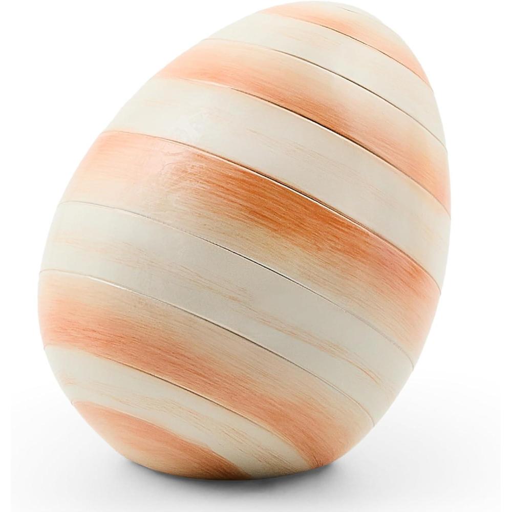 image:imageMACKENZIECHILDS Egg Figurine Cute Easter Table Decoration Spring and Easter Egg Decor Mini PinkandWhite Bubblegum StripeCoral Stripe