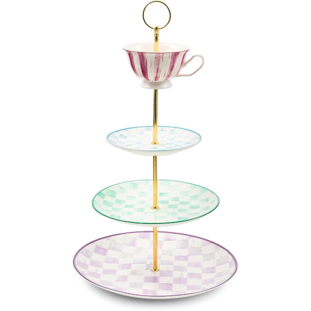 image:imageMACKENZIECHILDS Porcelain Tiered Sweet Stand ThreeTier Serving Tray for Dessert Wonderland