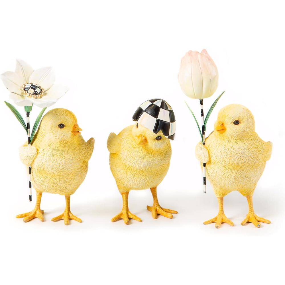 image:imageMACKENZIECHILDS Set of 3 Rose Garden Chicks Spring Baby Chick Decorations Easter Table Decor
